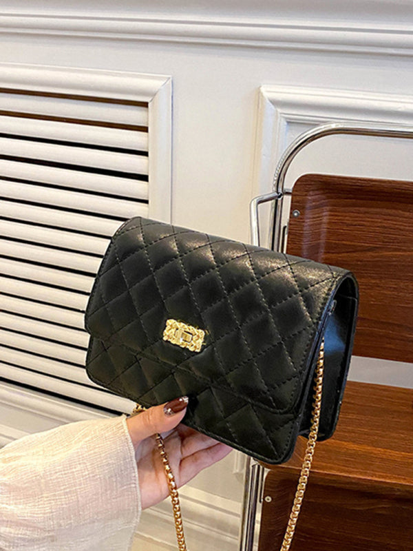 Chain one-shoulder bag pearlescent rhombic embroidery thread crossbody small square bag