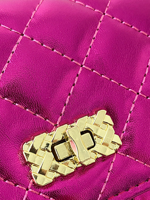 Chain one-shoulder bag pearlescent rhombic embroidery thread crossbody small square bag
