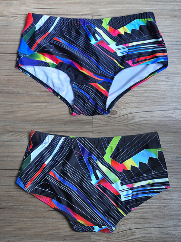 Swim Shorts - Colorful Lines Geometric Irregular Boxer