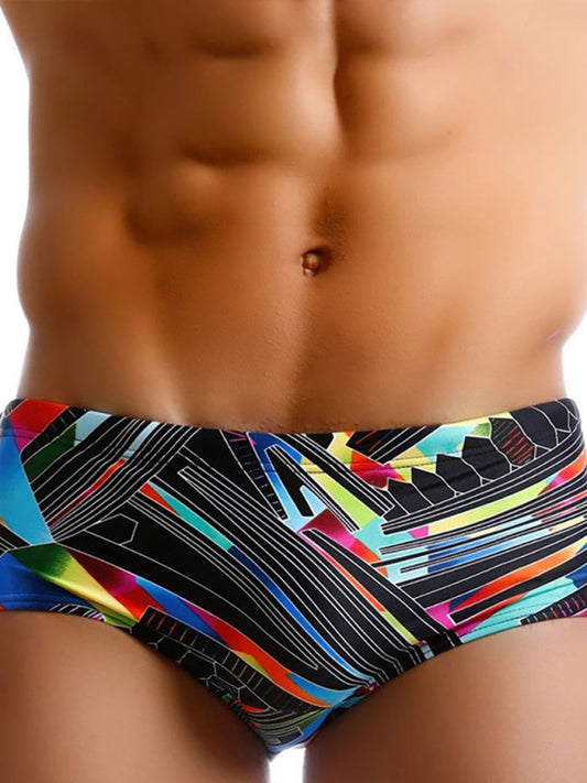 Swim Shorts - Colorful Lines Geometric Irregular Boxer