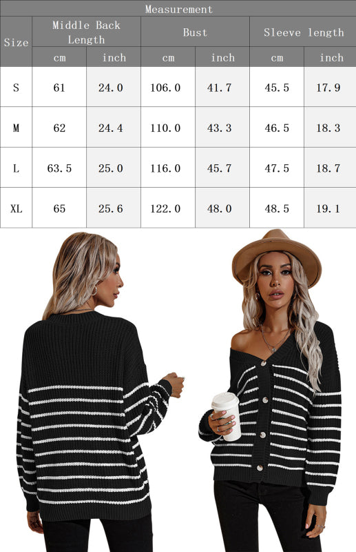 Ladies Casual Fashion Ladies Cropped Striped Cardigan