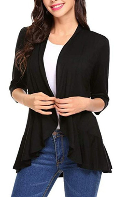 Ladies Casual Fashion Solid Color Cardigan Top