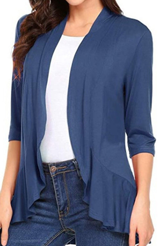 Ladies Casual Fashion Solid Color Cardigan Top