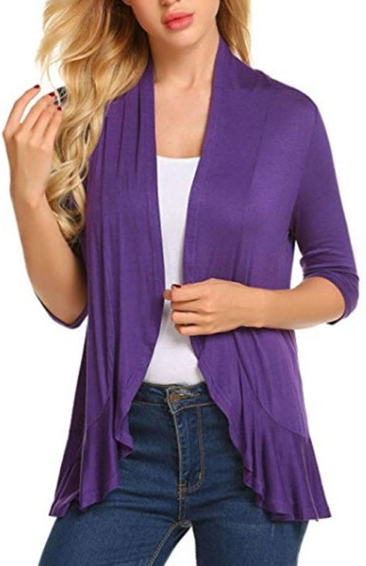 Ladies Casual Fashion Solid Color Cardigan Top