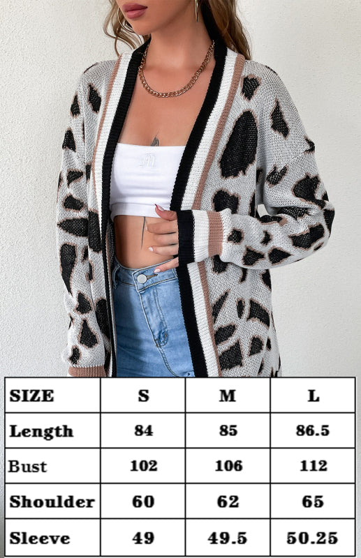 Women's Buttonless Leopard Print Cardigan Sweater Women's Jacket