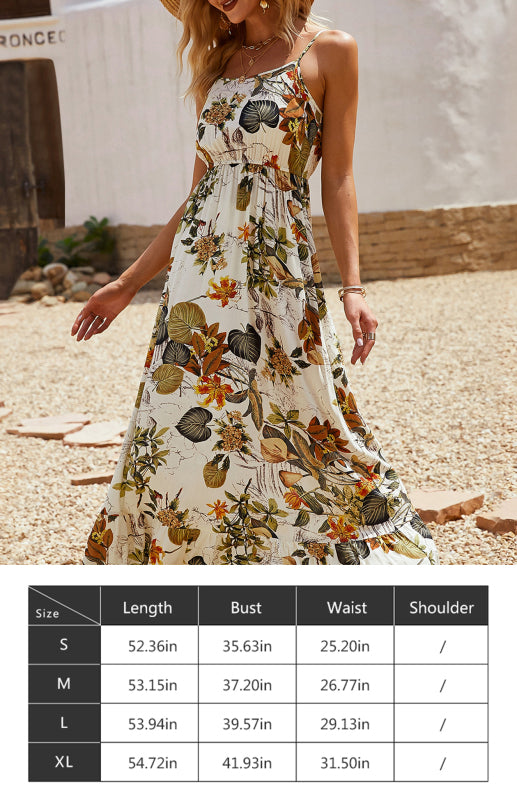 Women's Resort Style Skirt Women's Fashion Print Sling Dress