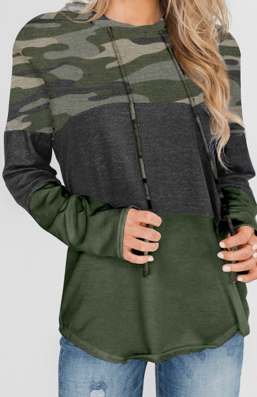 Women's Loose Striped Contrast Long Sleeve Pullover Hoodie