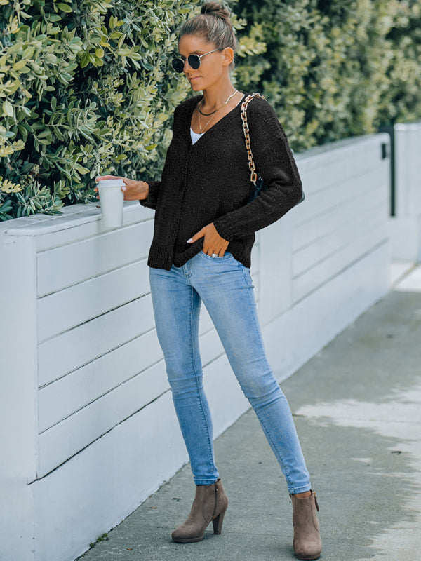 Women's fashion V-neck knitted cardigan