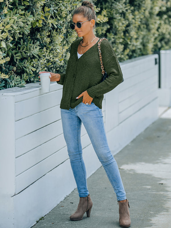 Women's fashion V-neck knitted cardigan