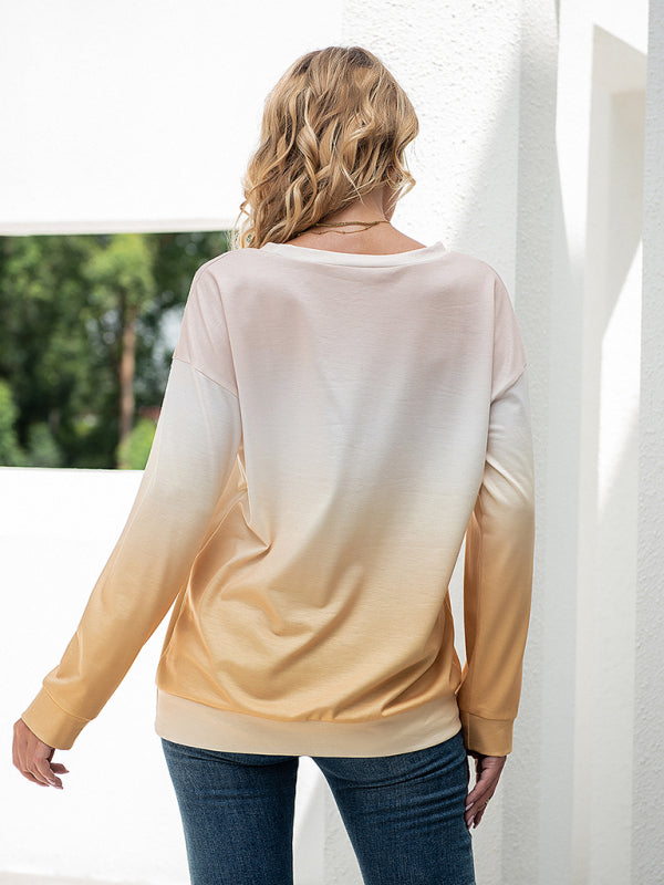 Women's Casual Gradient Crewneck Top