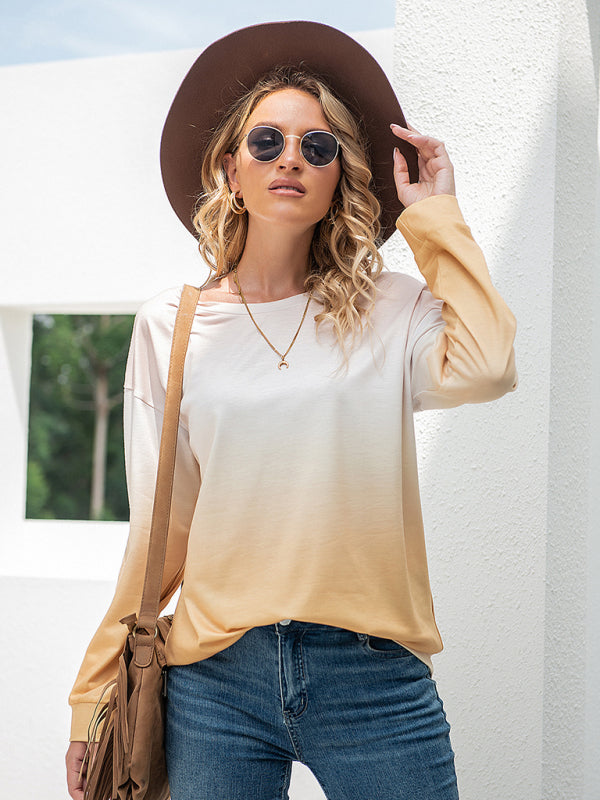 Women's Casual Gradient Crewneck Top