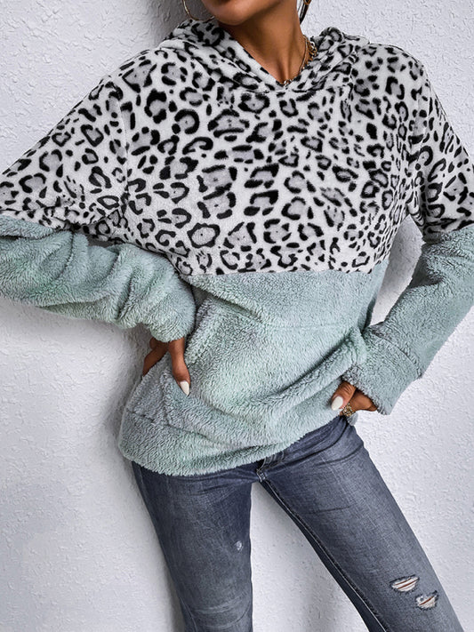 Autumn Top Coat - Leopard Print Long Sleeve Fleece Hooded Sweater