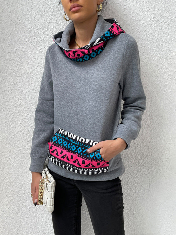 Ladies Casual Hooded Pullover Fashion Trendy Print Sweatshirt