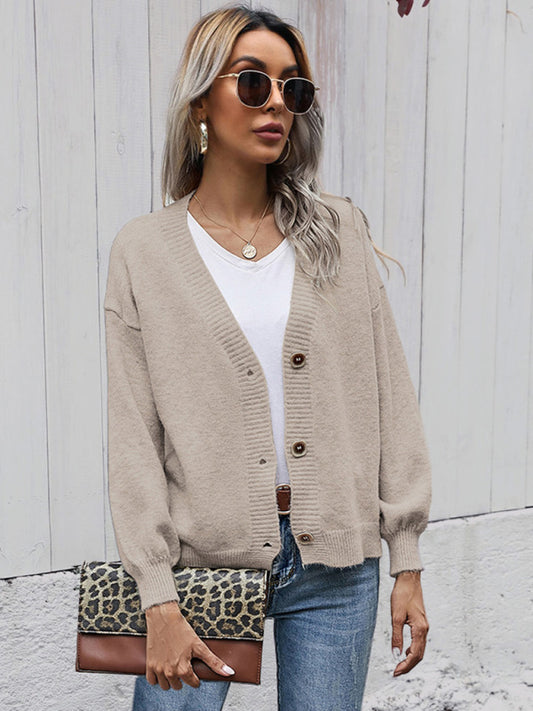 Women's Casual V-Neck Knit Sweater Cardigan