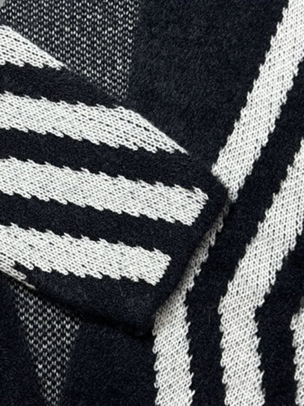 Cardigans - Diamond Stripe Print Long Knit