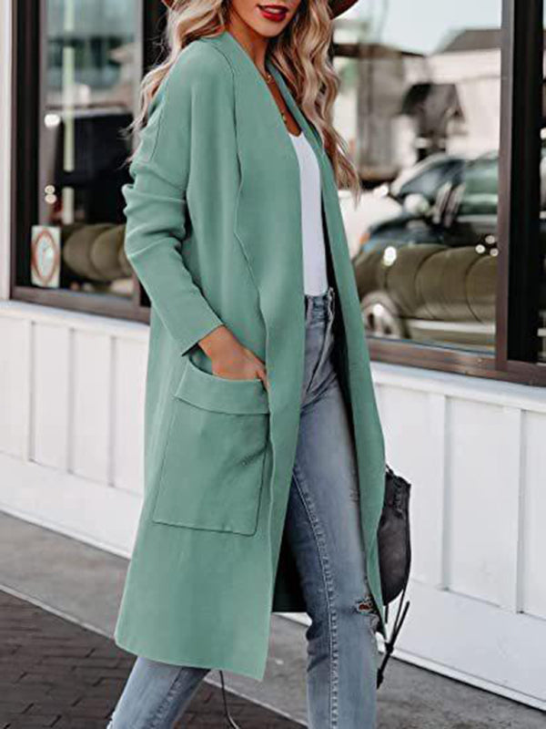 Casual Overcoat - Large Front Pockets & Folded Collar