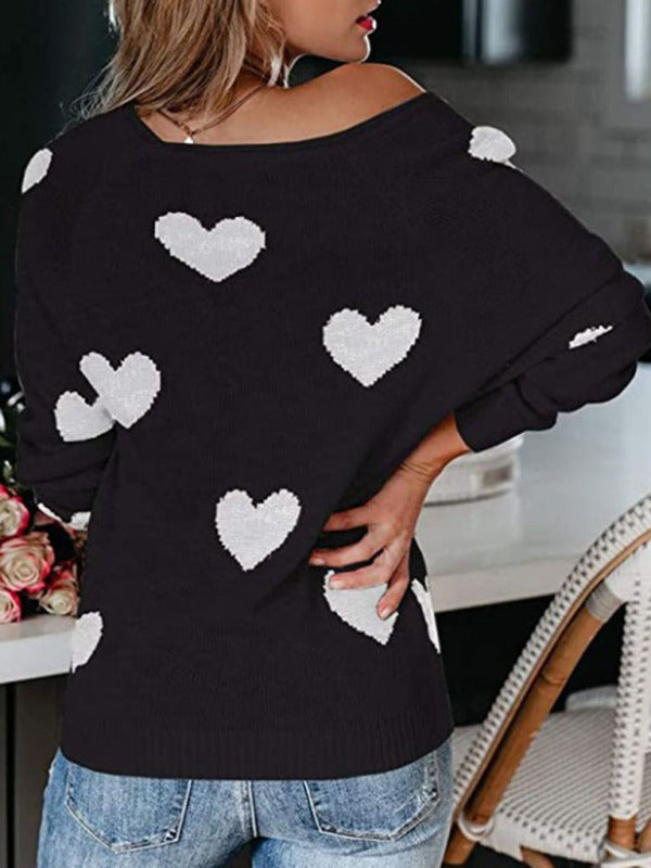 Love Valentine's Day V Neck Knit Pullover Sweater