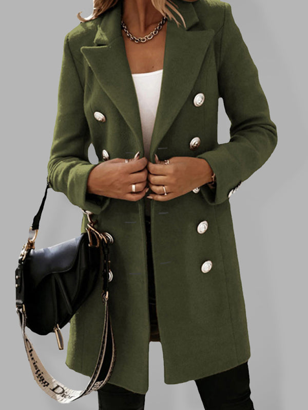Long Sleeve Double Breasted Wool Coat - Autumn & Winter