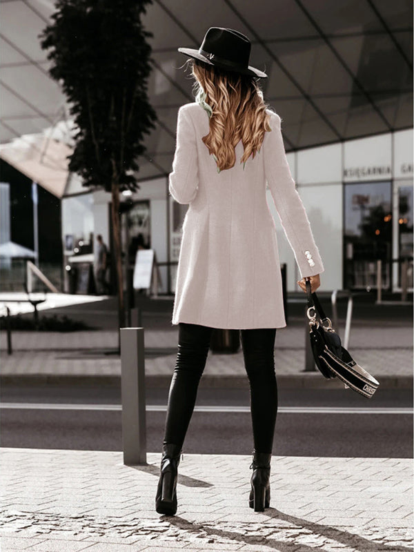 Long Sleeve Double Breasted Wool Coat - Autumn & Winter