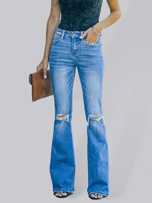 American style bootcut jeans - high waist slimming ripped