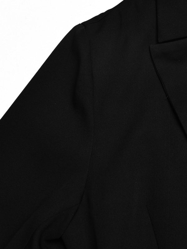 Long Sleeve Blazer Dress - Fake Two Piece Lapel