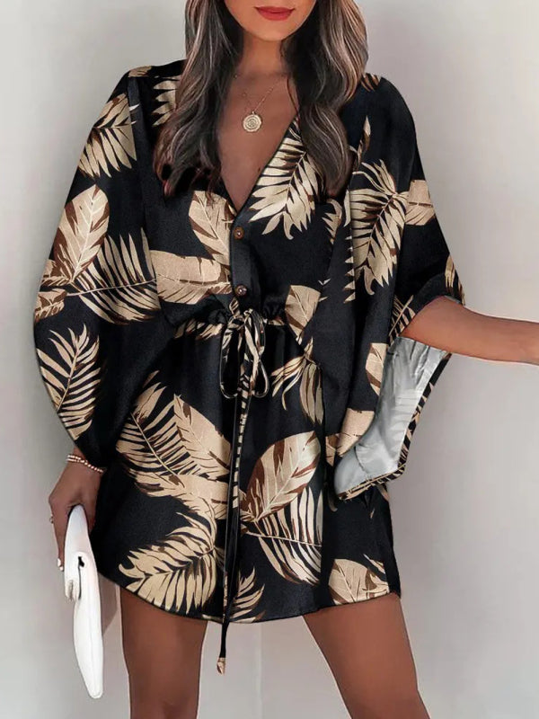 Holiday Casual Dress - Woven Flower