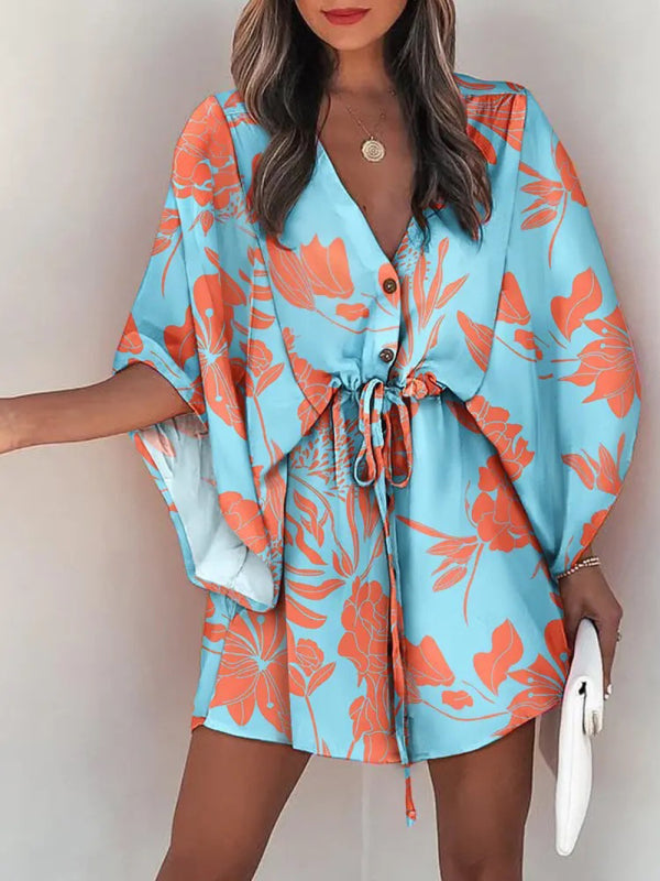 Holiday Casual Dress - Woven Flower