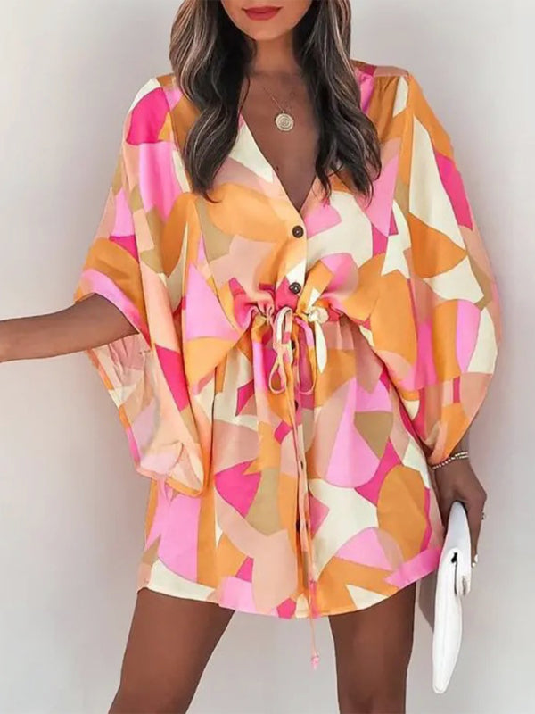 Holiday Casual Dress - Woven Flower