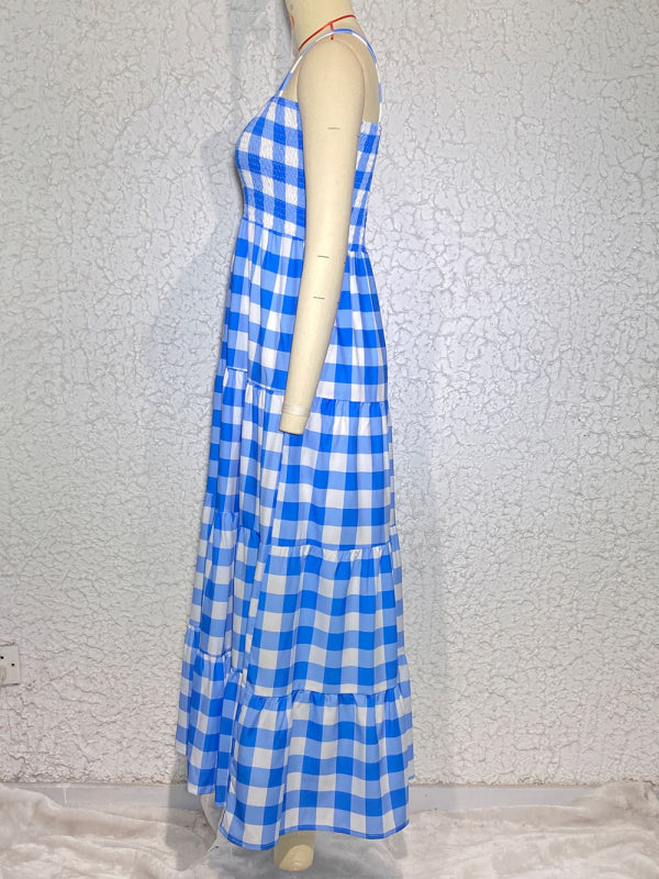 Swing Sling Dress - Casual Plaid