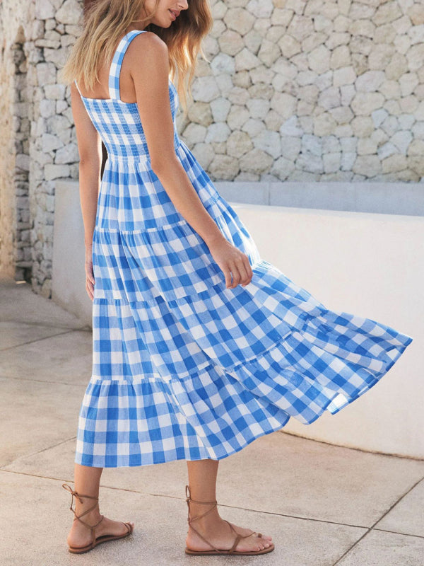 Swing Sling Dress - Casual Plaid