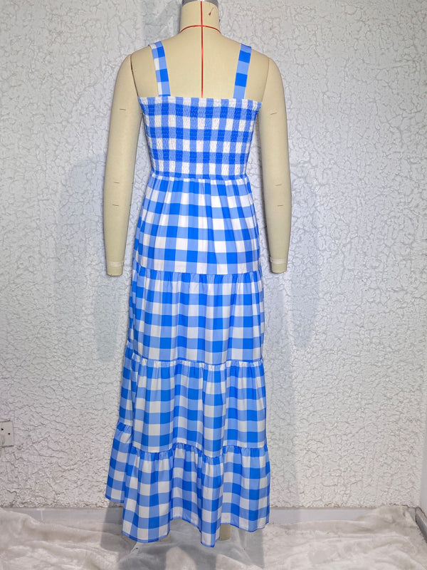 Swing Sling Dress - Casual Plaid