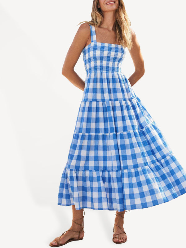 Swing Sling Dress - Casual Plaid