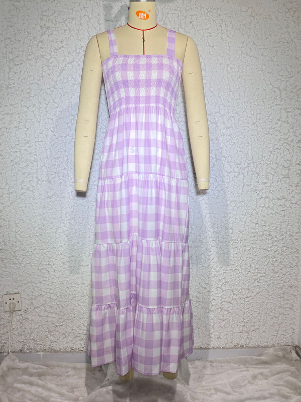 Swing Sling Dress - Casual Plaid