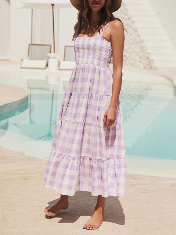 Swing Sling Dress - Casual Plaid