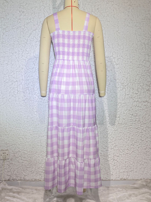 Swing Sling Dress - Casual Plaid