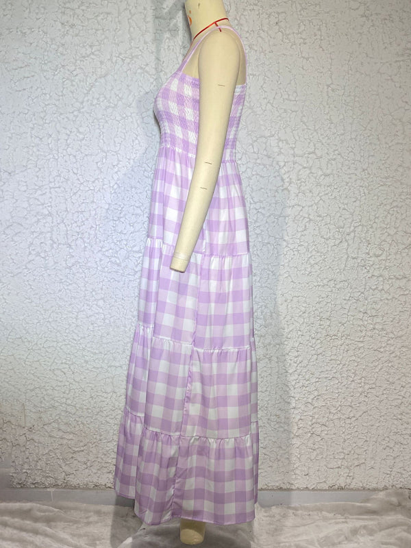 Swing Sling Dress - Casual Plaid