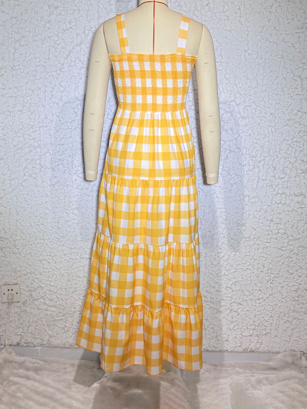 Swing Sling Dress - Casual Plaid