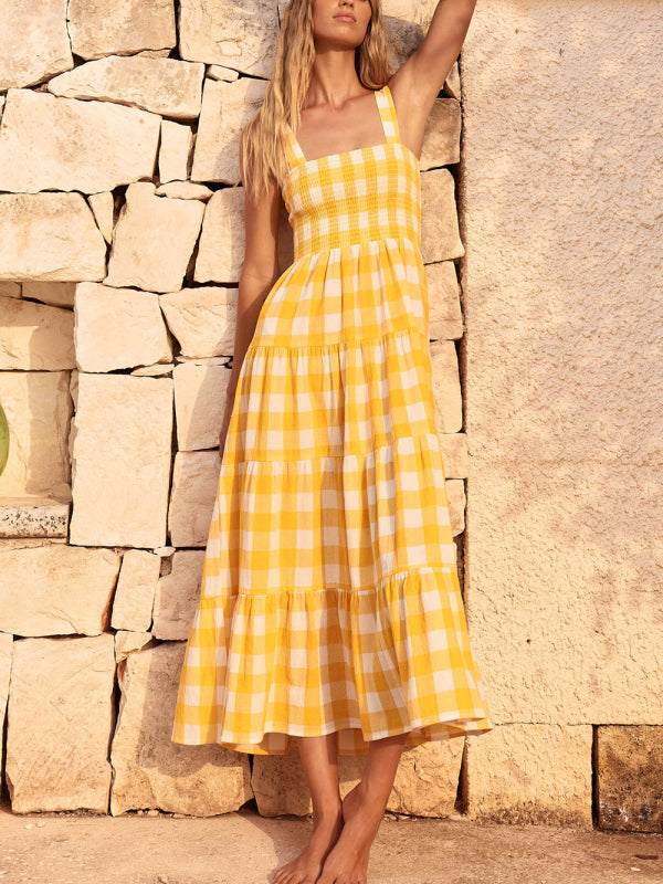 Swing Sling Dress - Casual Plaid