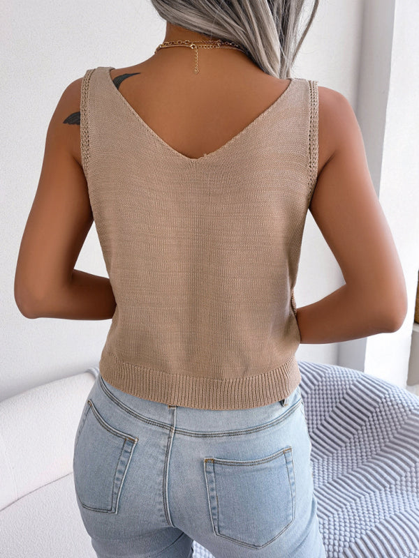 Women’s Solid Color Cozy Cable Knit Tank Top