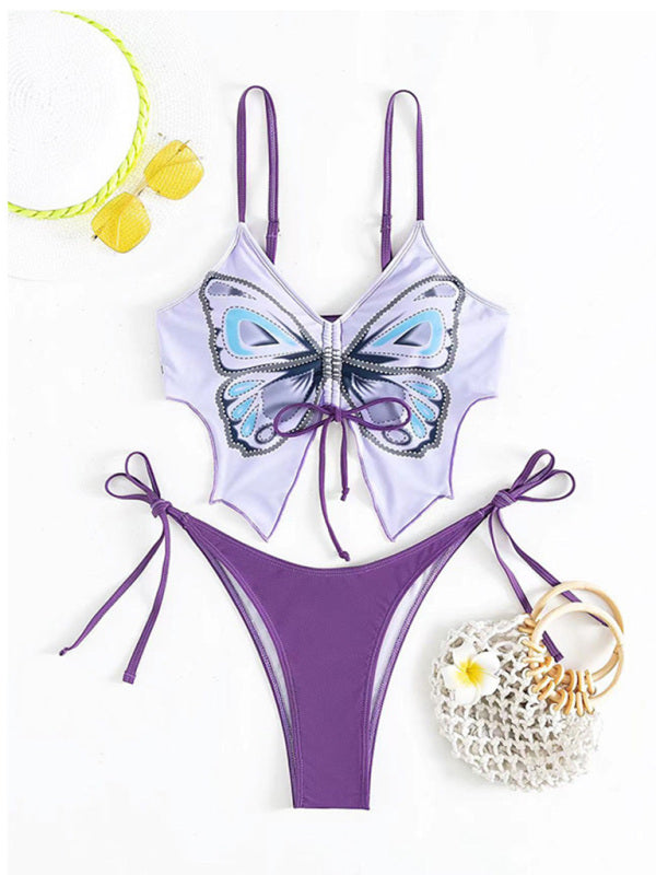 Bikini - Cute Butterfly Tie-string Bralette Brazilian