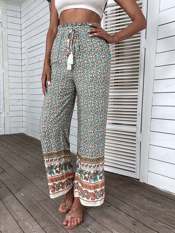 Wide Leg Pants - Bohemian Ethnic Print