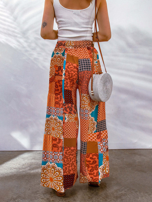Casual Pants - Loose Floral Colour Block