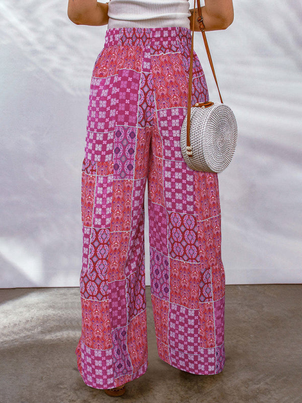 Casual Pants - Loose Floral Colour Block