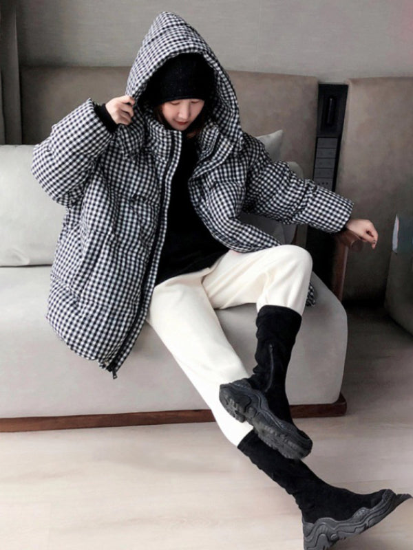 Thickened Bread Coat - White Duck DownLoose Hooded