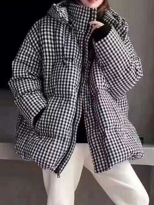 Thickened Bread Coat  - White Duck DownLoose Hooded