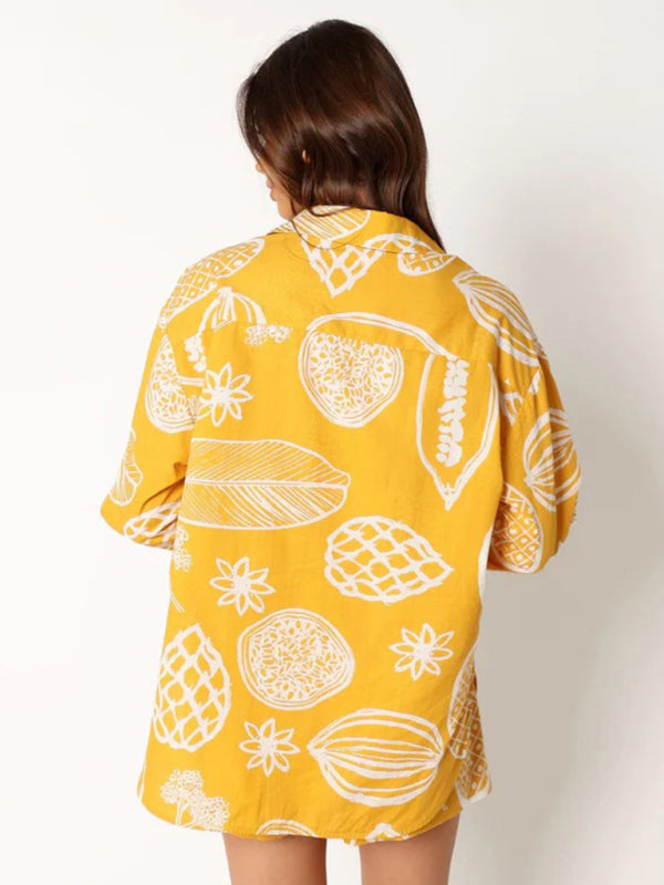 Shorts Cardigan Set - Premium Fruit Print