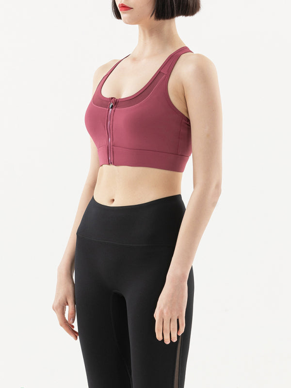 Women's Front Zipper Shockproof Sports Bra