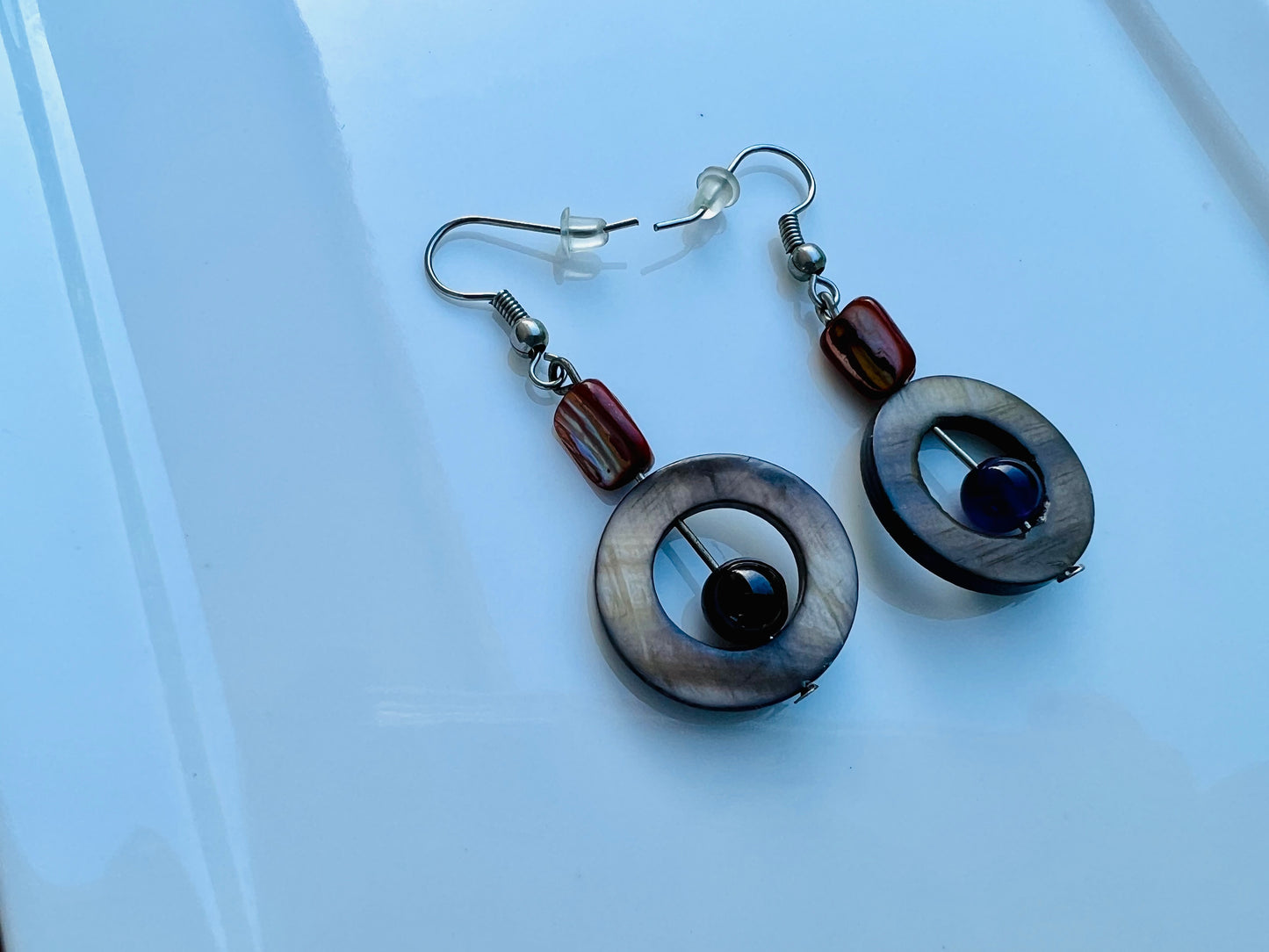 Amethyst and Oyster Shells Earrings