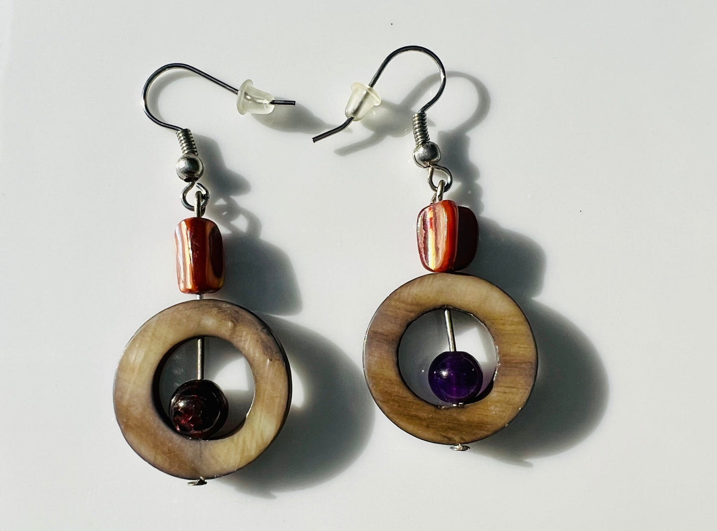 Amethyst and Oyster Shells Earrings