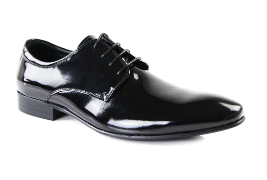 Mens Zasel Bond Patent Black Shiny Leather Lace Up Shoes-0
